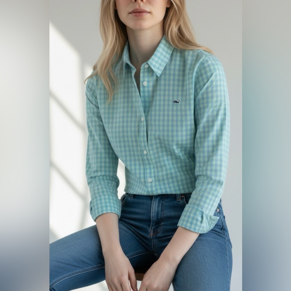 Vineyard Vines Light Blue Striped Button-Up Shirt